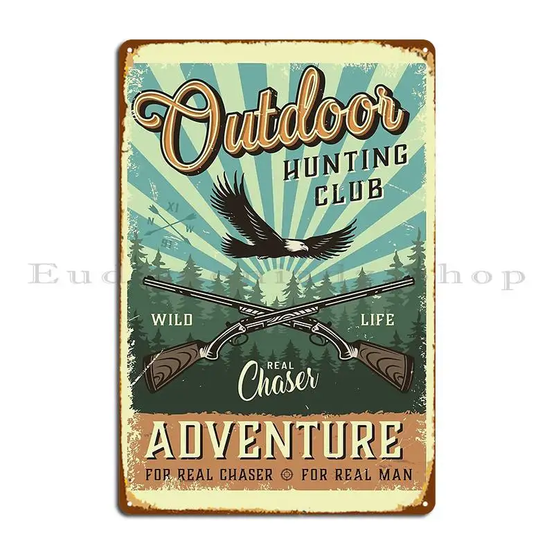 Outdoor Adventure Cinema - Plaque Métallique Vintage Club de Chasse